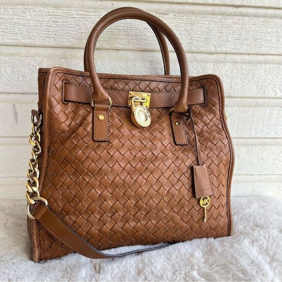 Michael Kors Handbags - RARE | MICHAEL KORS Woven Intrecciato Hamilton Selma Ciara Tote Shoulder Bag
